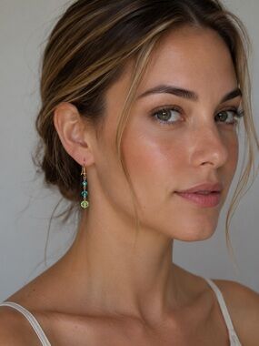 Handmade Blue & Teal Crystal Drop Earrings